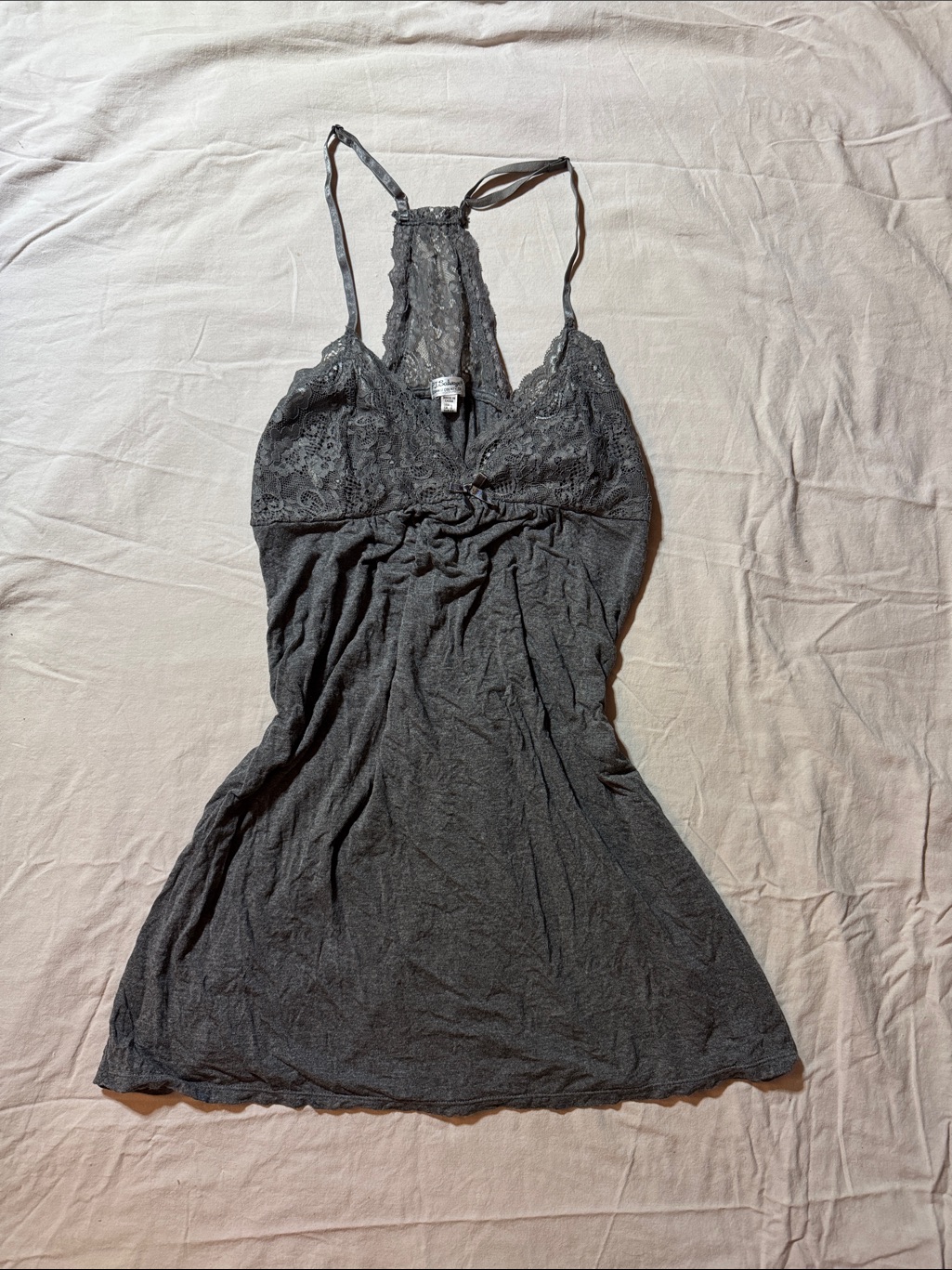 P.J. Salvage Charcoal Gray Lace Trim Chemise